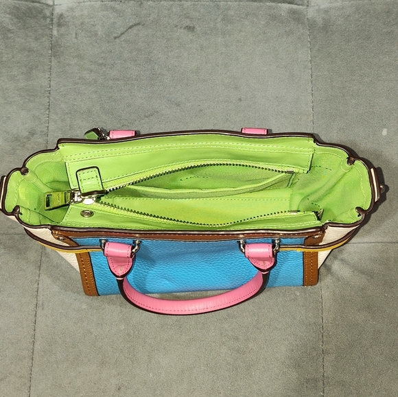 NWOT RARE COACH SWAGGER 21 RAINBOW MULTICOLOR COLORBLOCK TWO-WAY TOTE W/ DUSTBAG - Picture 2 of 16